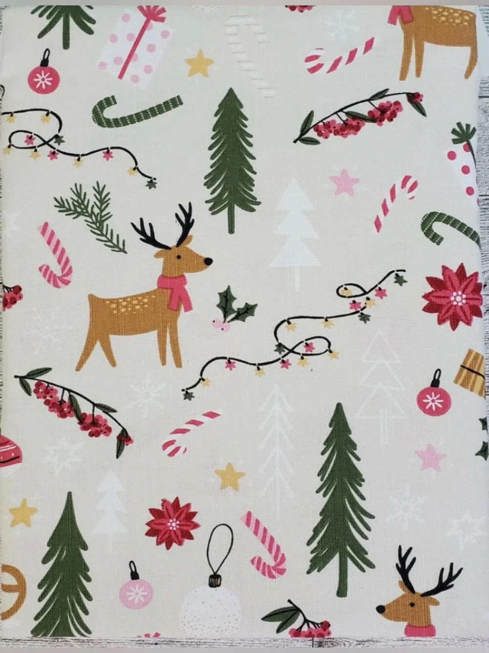 Twilight Town Christmas Reindeer Pink Peppermint Shower Curtain 72x72 NWT